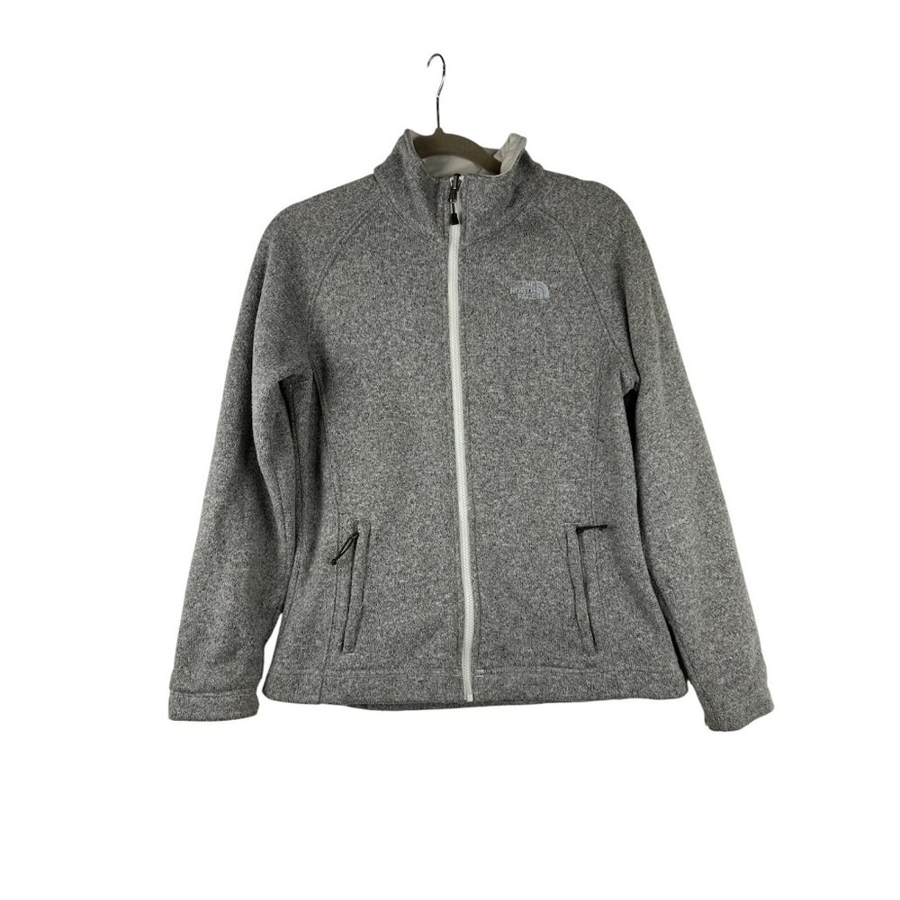 The North Face Women's Medium Crescent Knit Fleece Full Zip Jacket Heather Gray